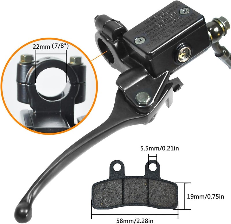 HOLATO Front Hydraulic Disc Brake Master Cylinder Caliper Assembly with Pads for 50cc 70cc 90cc 110cc 125cc SSR125 SSR110 TAOTAO DB10 DB14 Apollo Dirt Pit Bike ATV Parts Heavy duty - Image 4